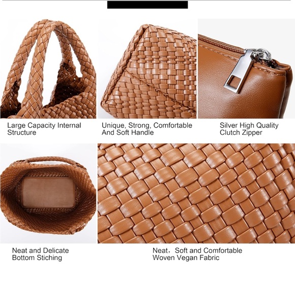 Queenoris NWT Large Capacity Classic Shoulder Bags, Brown Vegan F-10 - Picture 5 of 11